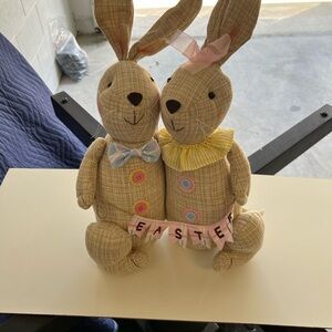 Easter Bunny Couple Decor with Pastel Accents